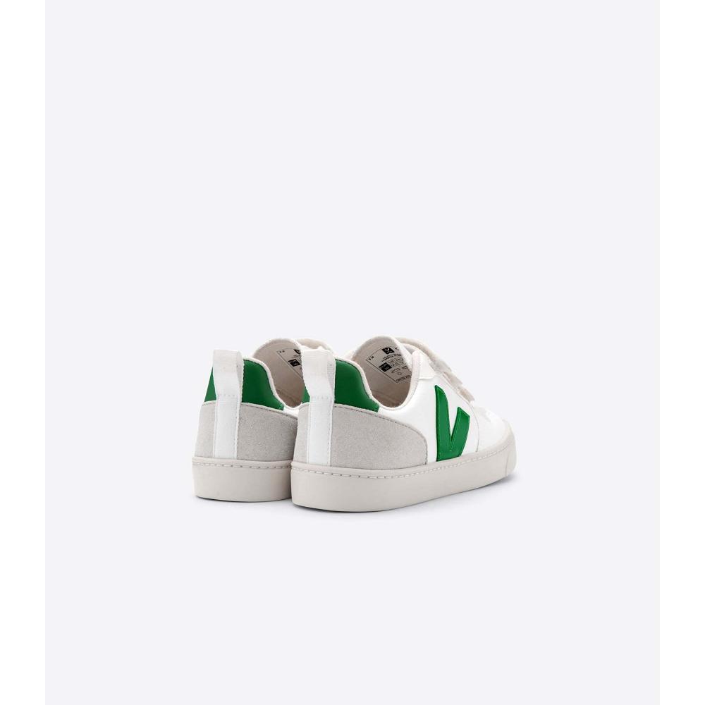 White/Green Kids' Veja V-10 CWL Sneakers | AU 862OKI